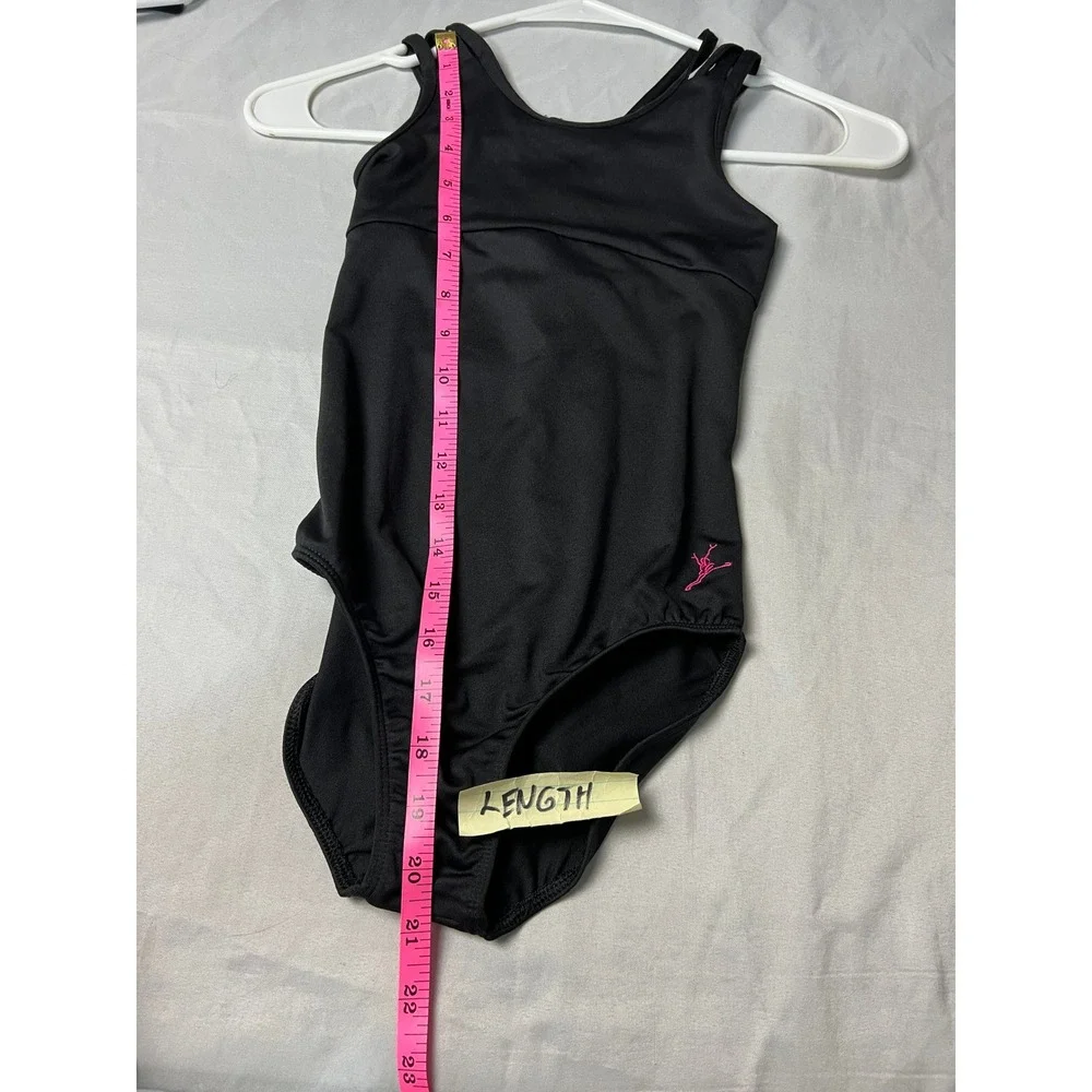 Girls Black Strappy Crisscross Back Gymnastics Dance Leotard Pink Sleeveless